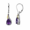 Thumbnail Image 0 of Amethyst and 1/8 CT. T.W. Diamond Drop Earrings in Sterling Silver and 14K Gold Plate