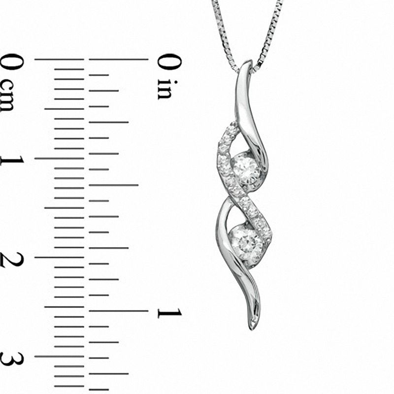 Main Image 2 of Sirena™ 1/4 CT. T.W. Diamond Solitaire Double Swirl Pendant in 14K White Gold