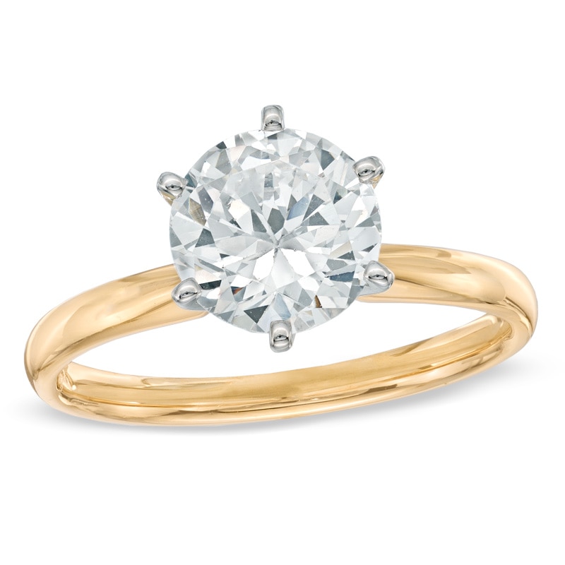 3ct Enhanced Round Diamond Solitaire Engagement Ring 14K White Gold