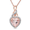 Thumbnail Image 1 of 8.0mm Heart-Shaped Pink Morganite and Diamond Accent Pendant in 10K Rose Gold - 17&quot;