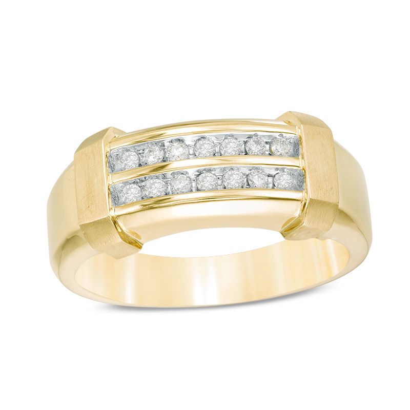 Men's 1/5 CT. T.W. Diamond Double Row Wedding Band in 10K Gold