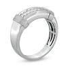 Thumbnail Image 2 of Men's 1/5 CT. T.W. Diamond Double Row Wedding Band in 10K White Gold