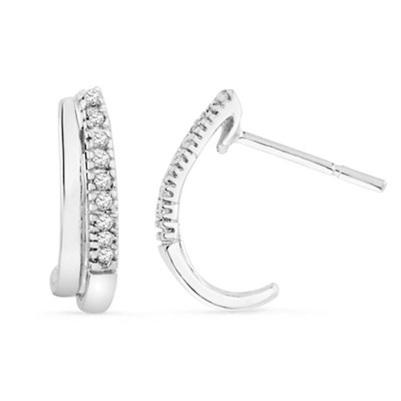 1/10 CT. T.W. Diamond Double J-Hoop Earrings in 10K White Gold