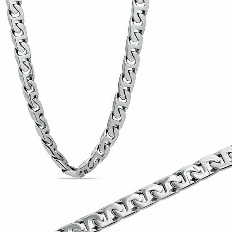 Main Image 1 of Men's 7.0mm Mariner Necklace and Bracelet Set in Stainless Steel