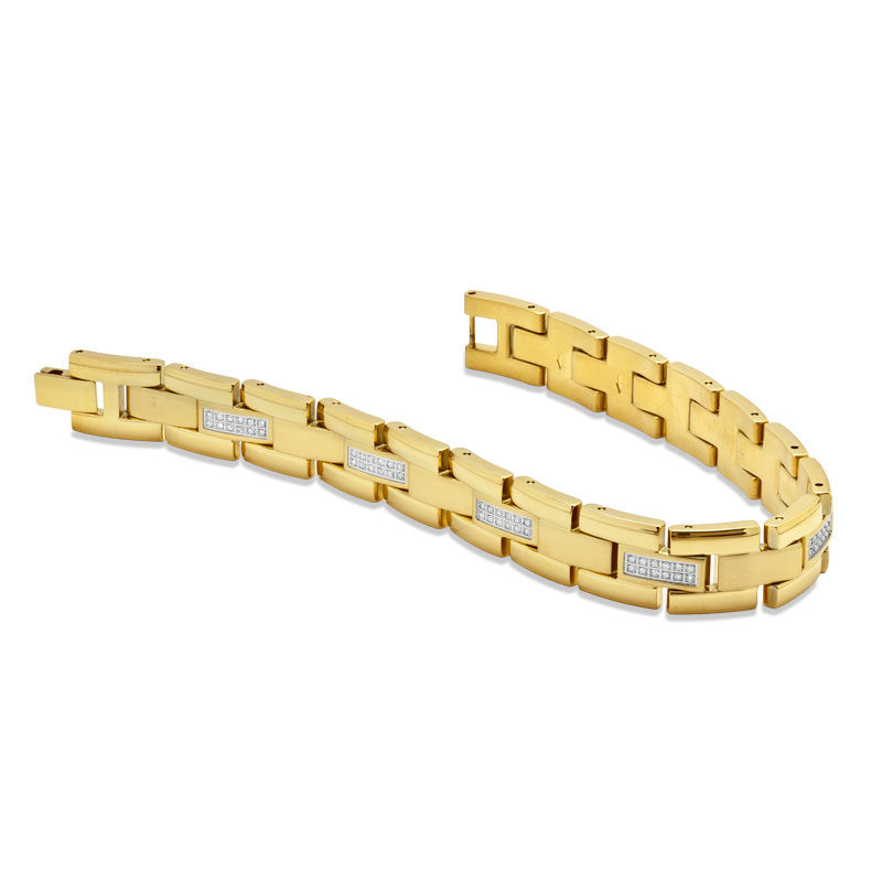 Men's 3/8 CT. T.W. Diamond Bracelet in Gold IP Stainless Steel - 8.5"