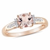 6.0mm Cushion-Cut Pink Morganite And Diamond Accent Engagement Ring In 10K Rose Gold