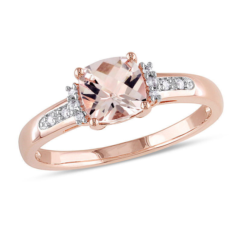 1.25 Carat Peach Pink Morganite (emerald cut Morganite) and Diamond En –  shygems.com