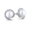 Thumbnail Image 1 of 8.0-8.5mm Freshwater Cultured Pearl and 1/10 CT. T.W. Diamond Frame Stud Earrings in 10K White Gold