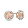 Thumbnail Image 1 of 5.0mm Morganite and Diamond Accent Frame Stud Earrings in 10K Rose Gold