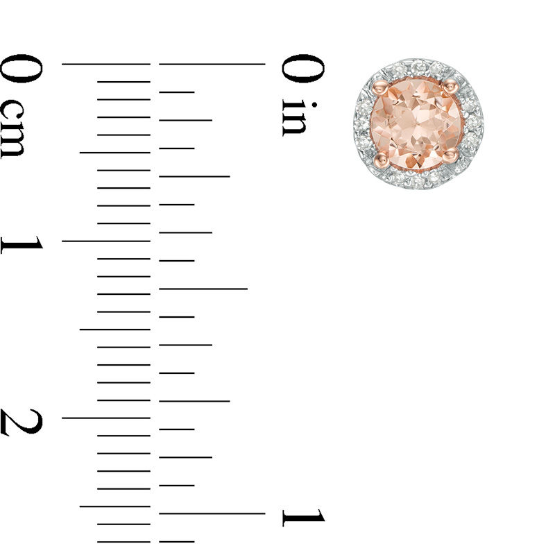 Main Image 2 of 5.0mm Morganite and Diamond Accent Frame Stud Earrings in 10K Rose Gold