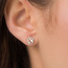 Thumbnail Image 3 of 5.0mm Morganite and Diamond Accent Frame Stud Earrings in 10K Rose Gold