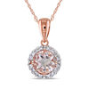 Thumbnail Image 1 of 6.0mm Morganite and Diamond Accent Frame Pendant in 10K Rose Gold - 17&quot;