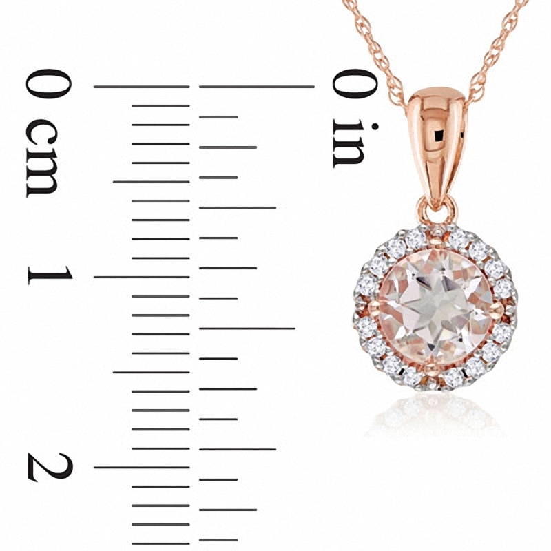 Main Image 2 of 6.0mm Morganite and Diamond Accent Frame Pendant in 10K Rose Gold - 17&quot;