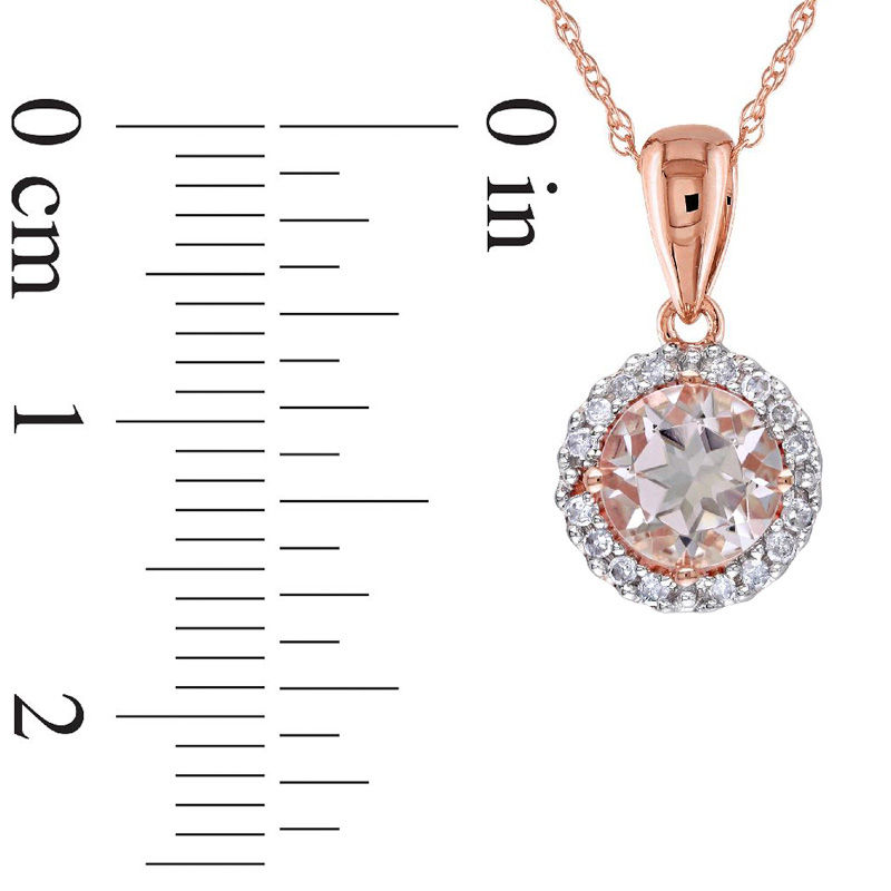 Main Image 3 of 6.0mm Morganite and Diamond Accent Frame Pendant in 10K Rose Gold - 17&quot;