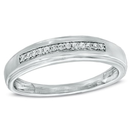 Diamond Accent Wedding Band in 10K White Gold