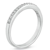 Thumbnail Image 2 of Ladies' 1/10 CT. T.W. Diamond Wedding Band in 10K White Gold