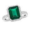 Thumbnail Image 1 of Lab-Created Emerald and White Sapphire Ring in Sterling Silver