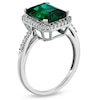 Thumbnail Image 2 of Lab-Created Emerald and White Sapphire Ring in Sterling Silver