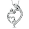 Thumbnail Image 1 of 1/8 CT. T.W. Diamond Motherly Love Double Heart Pendant in Sterling Silver