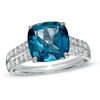 Thumbnail Image 1 of 9.0mm London Blue Topaz and Lab-Created White Sapphire Ring in Sterling Silver