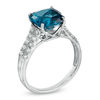 Thumbnail Image 2 of 9.0mm London Blue Topaz and Lab-Created White Sapphire Ring in Sterling Silver