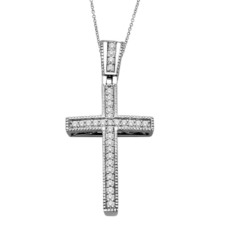 1/6 CT. T.W. Diamond Double Row V Necklace in Sterling Silver -  16.5|Zales