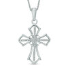 Thumbnail Image 0 of 1/20 CT. T.W. Diamond Cross Cutout Pendant in Sterling Silver