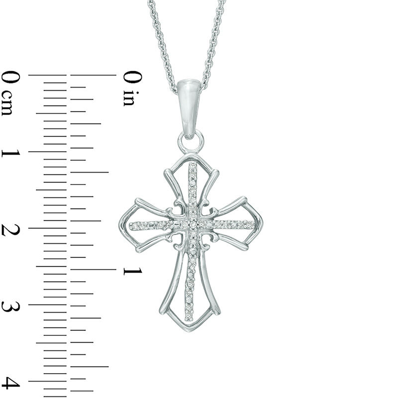 1/20 CT. T.W. Diamond Cross Cutout Pendant in Sterling Silver