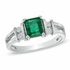 Thumbnail Image 1 of Emerald-Cut Emerald and 1/10 CT. T.W. Diamond Engagement Ring in 14K White Gold