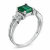 Thumbnail Image 2 of Emerald-Cut Emerald and 1/10 CT. T.W. Diamond Engagement Ring in 14K White Gold