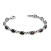 Thumbnail Image 2 of Oval Smoky Quartz and Diamond Accent Swirl Bracelet in Sterling Silver - 7.25&quot;