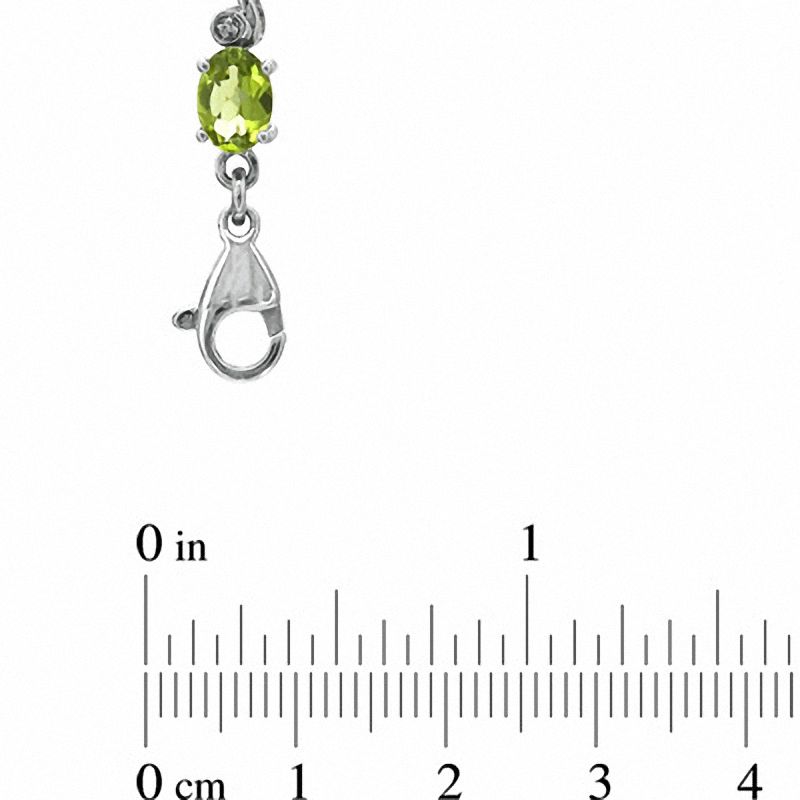 Oval Peridot and Diamond Accent Bracelet in Sterling Silver - 7.25"