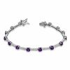 Thumbnail Image 1 of Amethyst and White Topaz Bracelet in Sterling Silver - 7.25"