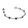 Thumbnail Image 1 of Pear-Shaped Lab-Created Sapphire and Diamond Accent Bracelet in Sterling Silver - 7.25"