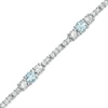 Thumbnail Image 1 of Aquamarine and White Topaz Line Bracelet in Sterling Silver - 7.25&quot;