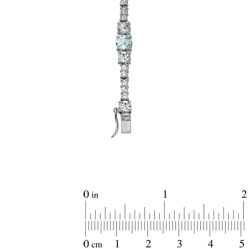 Main Image 3 of Aquamarine and White Topaz Line Bracelet in Sterling Silver - 7.25&quot;