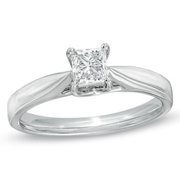 Celebration Ideal 1/2 CT. Princess-Cut Certified Diamond Solitaire Engagement Ring in 14K White Gold (J/I1)