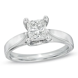 Celebration Ideal 1 CT. Princess-Cut Certified Diamond Solitaire Engagement Ring in 14K White Gold (J/I1)