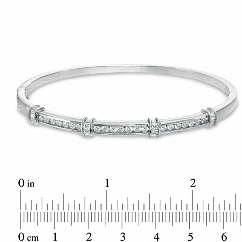 Lab-Created White Sapphire Bangle in Sterling Silver - 7"