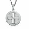 Thumbnail Image 1 of Men's Lord's Prayer Round Cross Pendant in Stainless Steel - 24&quot;