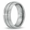 Thumbnail Image 2 of Men's 8.0mm Comfort Fit Satin Groove Titanium Wedding Band