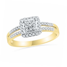 1/4 CT. T.W. Diamond Square Frame Promise Ring in 10K Gold