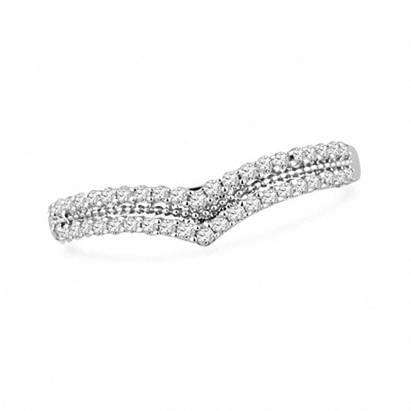 Main Image 1 of 1/4 CT. T.W. Diamond Double Row Contour Band in 10K White Gold