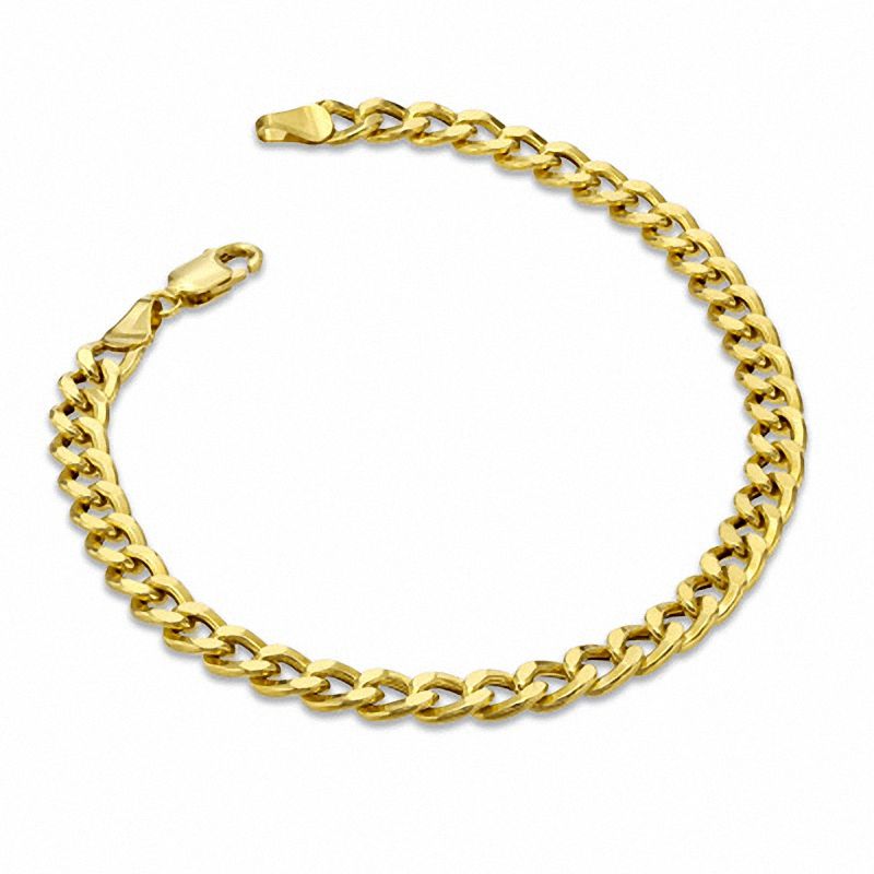 Men's 6.0mm Diamond-Cut Curb Chain Bracelet in 14K Gold - 8.5"