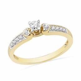 1/5 CT. T.W. Diamond Heart Accent Promise Ring in 10K Gold