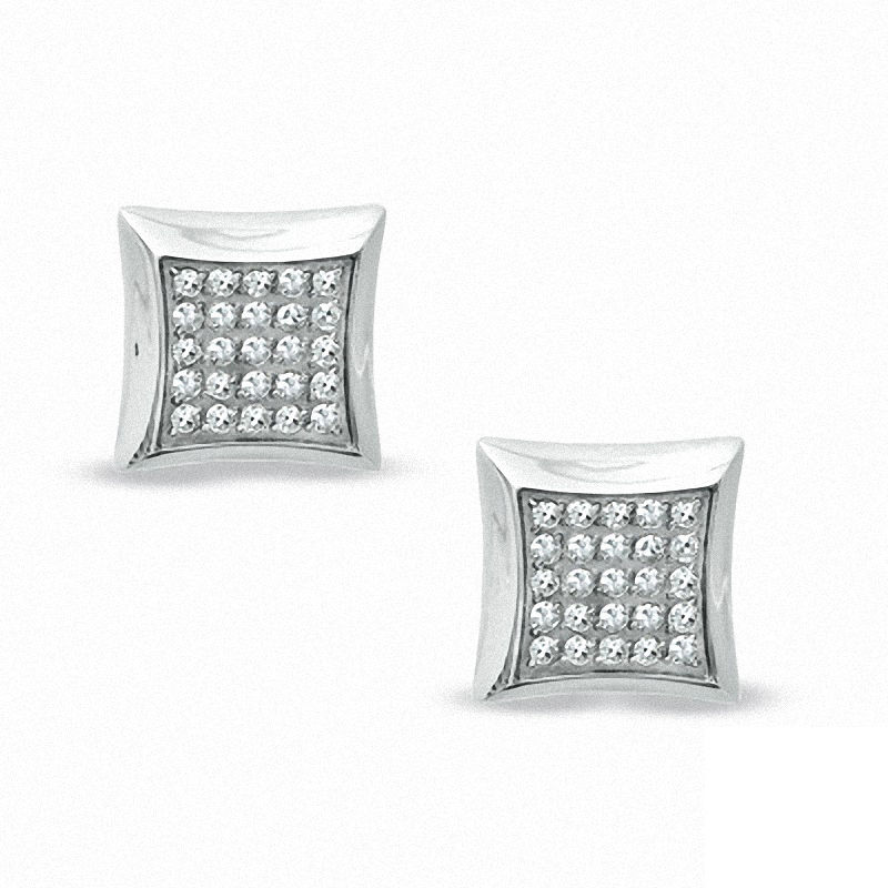 Main Image 1 of Men's 1/4 CT. T.W. Diamond Star Earrings in Stainless Steel