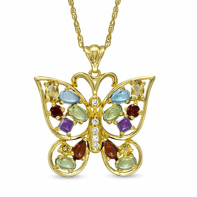 NW# A Lovely Butterfly Pendant with outlet Multi-Colored Gems & Sterling 925 Silver