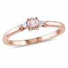Thumbnail Image 0 of 3.5mm Morganite and 1/20 CT. T.W. Diamond Promise Ring in Rose Rhodium Sterling Silver