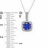 Thumbnail Image 1 of 6.0mm Cushion-Cut Tanzanite and 1/6 CT. T.W. Diamond Pendant in 14K White Gold