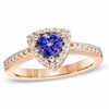 Thumbnail Image 1 of 5.5mm Trillion-Cut Tanzanite and 1/5 CT. T.W. Diamond Ring in 14K Rose Gold